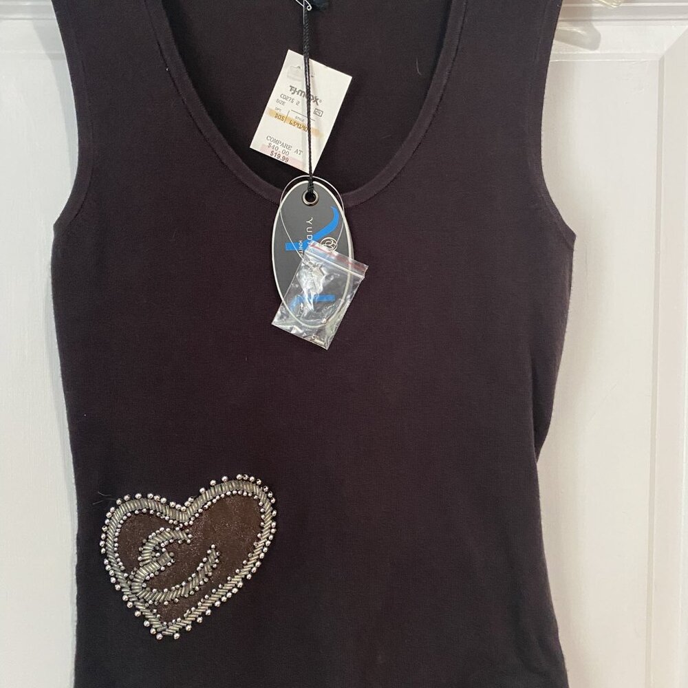 Yudashkin Black Sleeveless Shell Sz S - High Quality Knitwear w/Jeweled applique